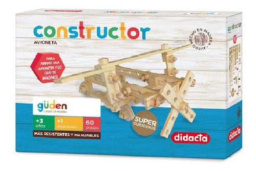 Juego Constructor Avion De Madera - Puzzle 3d 60 Piezas