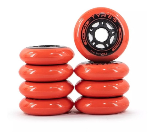 8 Rodas Hd Inline Tyres 80mm 85a Vermelha + Brinde