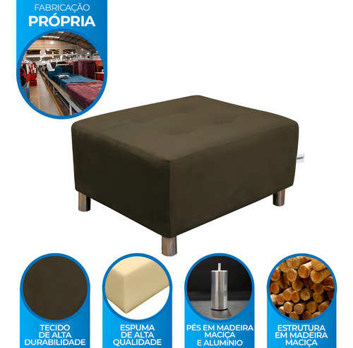 Puff Decorativo Sala Nero Multifuncional Quadrado Marrom Esc