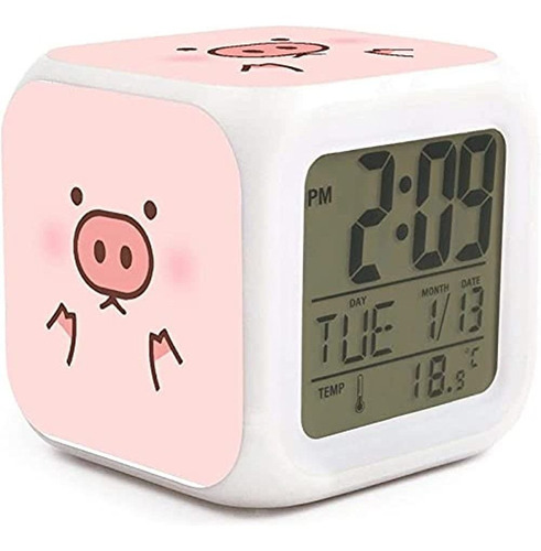 Reloj Despertador Digital De Dibujos Animados De Cerdito Lin