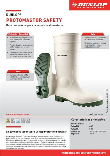 Botas De Goma Pvc Dunlop 171bv Protomastor Seguridad Blanca