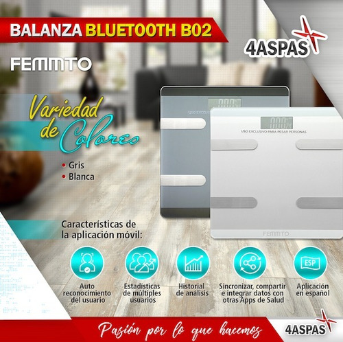 Balanza Digital Personal Baño Bluetooth Femmto 180kg Nueva