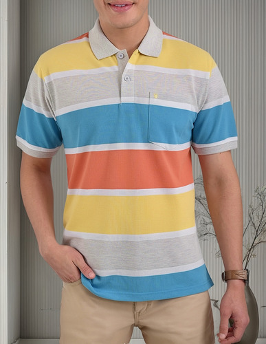 Playera  Tipo Polo Regular Fit Yale Tricolores