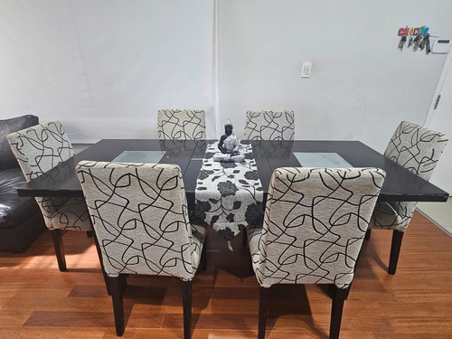 Mesa De Madera 210 X 90cm Mas 6 Sillas Negro Negro (Usado)