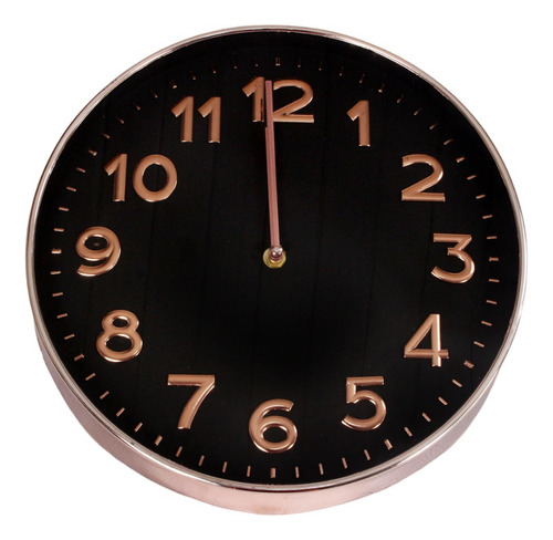 Relógio De Parede Rosé Gold Preto 30x30cm Cozinha Sala