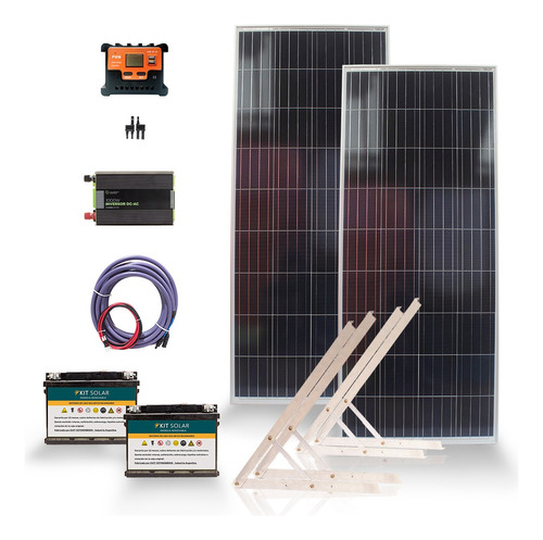 Kit Solar Con Inversor 1000w Paneles 2x160w 2 Baterias K15