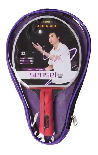 Imagen 1 de 1 de Paleta Ping Pong Profesional Sensei 5* Estrellas Con Funda