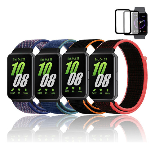 4 Correas Nylon + 2 Mica Cristal Para Samsung Galaxy Fit 3