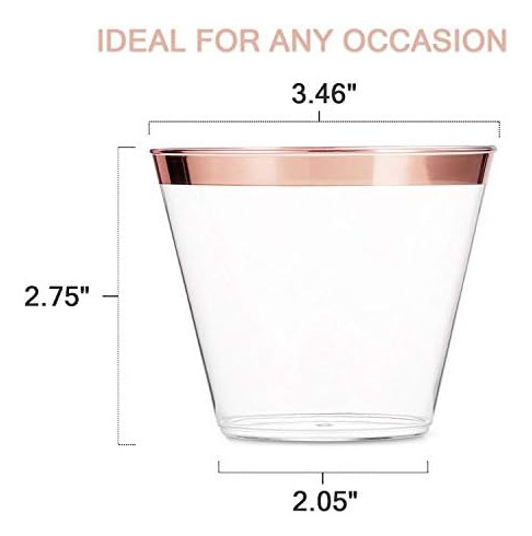 Karrahome 100 Vasos De Oro Rosa Vasos De Plástico De Oro Ros