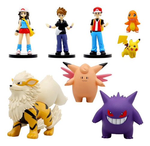 Pack Figuras De Pokémon Arcanine Gengar Clefairy Red, 8pzs  