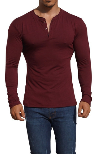 Playeras John Leopard Henley Ajuste Perfecto Slim Fit Cd