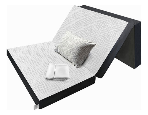 Colchón Individual Plegable Silver Edit + Sábanas + Almohada Blanco