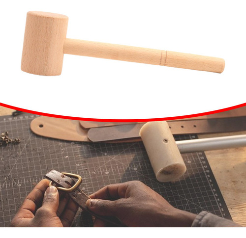 Martillo Artesanal De Cuero Y Madera, Mazo Para Tallar