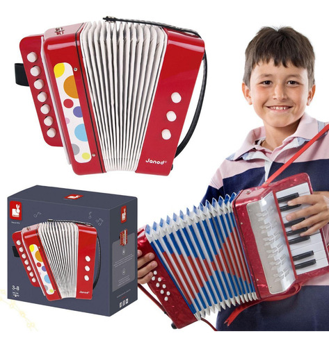 Acordeon Sanfona Instrumento Musical Infantil Confetti Janod
