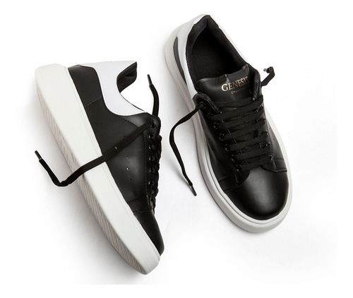 Imagen 2 de 5 de Zapatillas Genesis Urbana Hombre Negro Blanco Envió Gratis