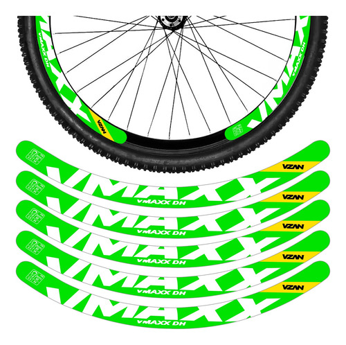  Kit 12 Adesivos Bike Roda Aro 26 29 Freio Disco Vmaxx Verde