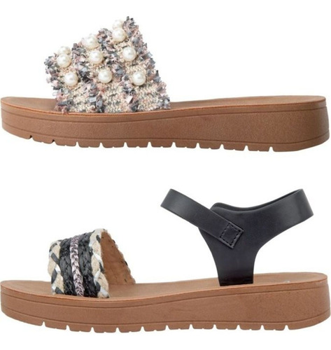 Kit De 2 Pares De Sandalias Para Mujer, Planas, Mod. 1191726