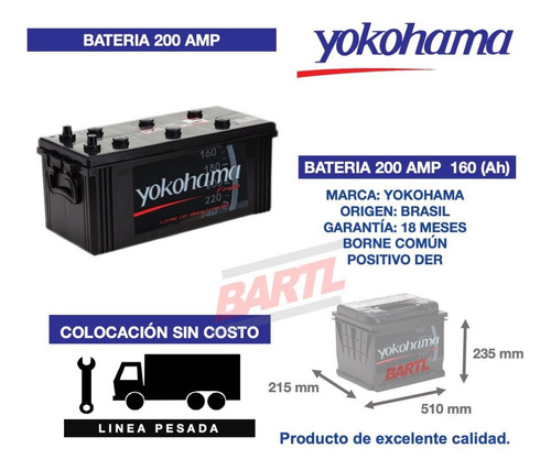 Bateria Yokohama 200 Amp Garantía 18 Meses