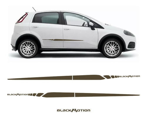 Faixa Adesivo Fiat Punto Blackmotion 2014/2015 Lateral Cor Marrom