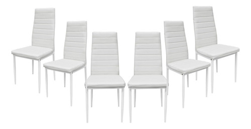 Set 6 Sillas De Comedor Diseño Clásico Con Respaldo Alto Color de la estructura de la silla Blanco