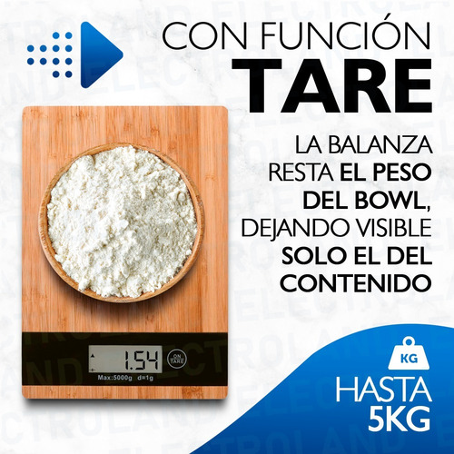 Imagen 3 de 9 de Balanza Alimentos Digital Madera Bamboo 1gr A 5 Kg Cocina