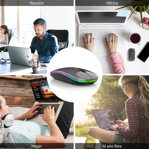 Imagen 7 de 8 de Ratón Inalámbrico Usb Recargable Con Luz Led Rgb