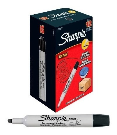 Marcador Permanente Sharpie Tank X 12 Unidades Negro