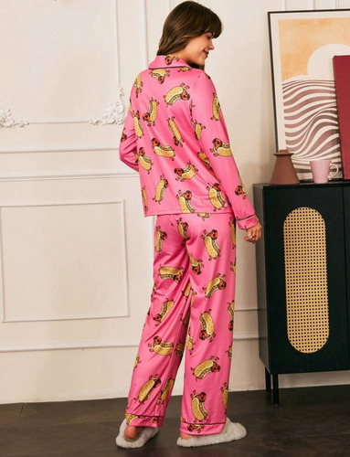 Pijama Mujer Estampada Perros Salchicha Divertido Importada