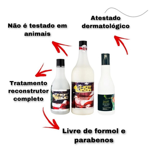 Imagem 3 de 6 de Escova Sem Formol Premium Hot Iron 2.0 500 Ml Original Liso