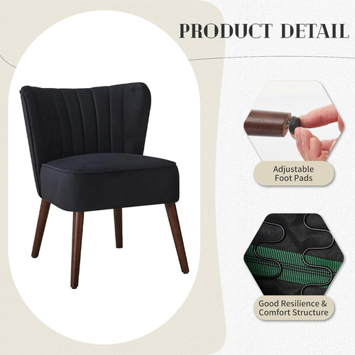 Sillón Sofá Individual Elegant Terciopelo Velvet Mueble Sala Negro Terciopelo