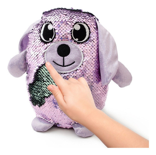 Boneca de pelúcia reversível com lantejoulas Dog Bear Cat Mouse Animal 7614-dog Color