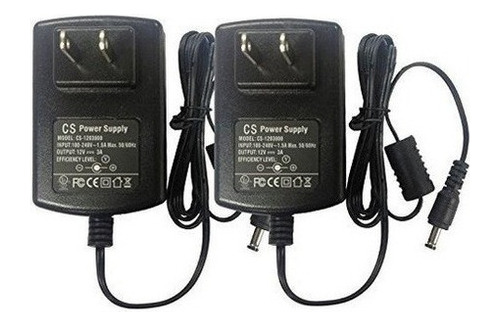 Paquete De 2 Ac 100-240v A Dc 12v 3a Adaptador De Fuente De