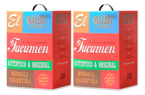 Vino Bag In Box Tucumen Malbec 3 Litros Pack X2 Unidades