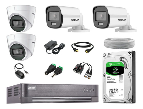 Cámaras Seguridad Kit 4 Hikvision 1080p Colorvu Noche Color