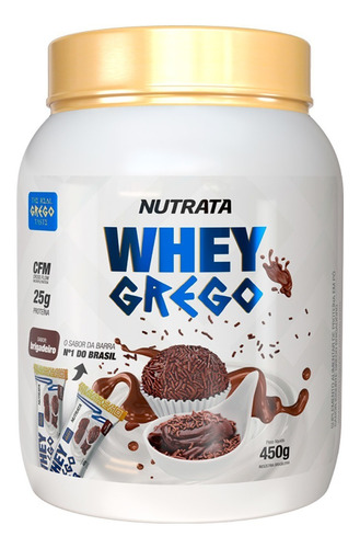 Suplemento em pó Nutrata  Grego Whey Grego whey proteins Whey Grego sabor  brigadeiro em pote de 450mL