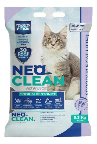 Arena Para Gatos Neo Clean 10 L 8.3 Kg Olor Lavanda Mascotas x 8.3kg de peso neto