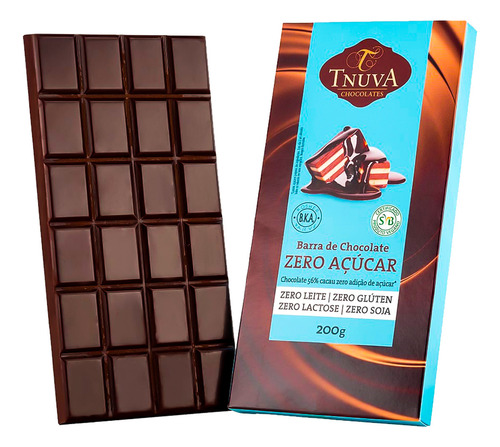 Barra Chocolate Vegano Zero Açucar 56% Cacau Fit