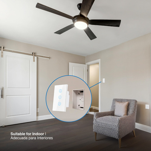 Interruptor Tecla Ventilador Touch Wifi Blanco 0% A 100% Velocidad Programable Smart House Alexa Y Google Assistant Demasled