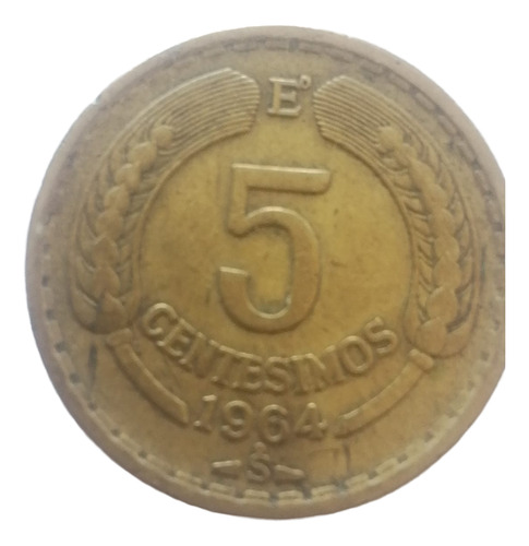 Moneda Chile 5 Centimos Bronce 1964 Cóndor Alado (Usado)
