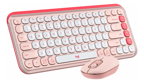 Teclado Logitech + Mouse Pop Icon Bluetooth Sp Copilot Rose
