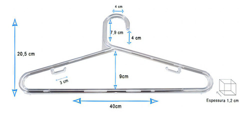 Cabide Grosso Acrílico 12mm Transparente Kit 50