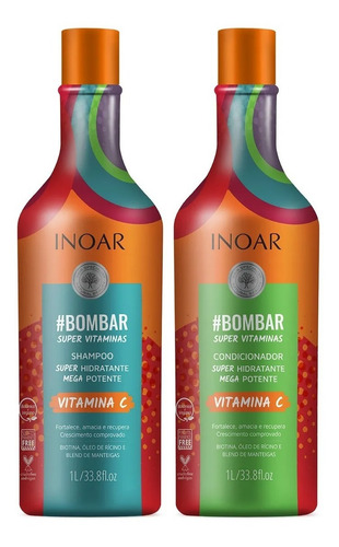 Kit Inoar Bombar Shampoo E Condicionador 1l Vitamina C