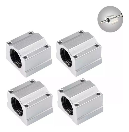 Pillow Block 8mm Com Rolamento P/ Eixo Linear Sc8uu Kit 4