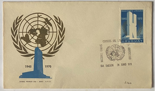 Sobre Primer Día, 1970, Naciones Unidas, A366 Sp6