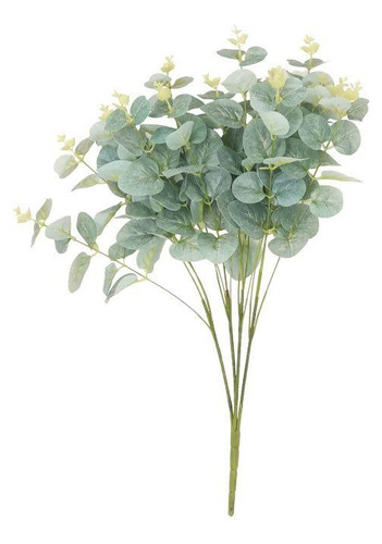Ramo Artificial Hoja De Eucalipto Verde  Con Flores 46 Cm. 