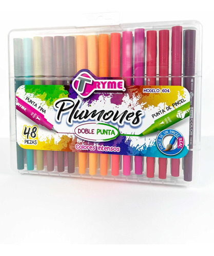 48 Plumones Dobles Punta Pincel Y Fino Tryme Lettering Set