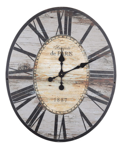 Creative Co-op Reloj De Pared De Madera Envejecida, 29  Oval