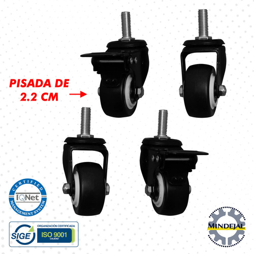 Pack 4 Ruedas/llantas Hule Pvc 2 Pulgadas Freno Giratorias Ruedas Acero