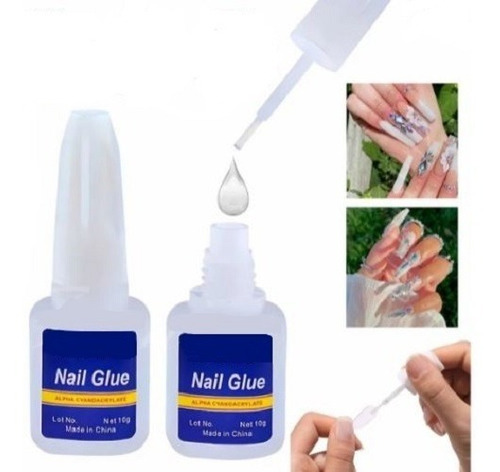 Pegamento Nail Glue Uñas Tips Deco Strass Con Pincel X10gr.