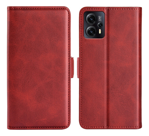 Dual-side Buckle Leather Case For Motorola Moto E13